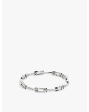 Monica Vinader Signature Link Sterling- And 0.27Ct Brilliant-Cut Lab-Grown Diamond Bangle - White