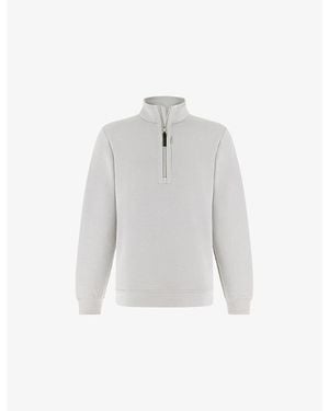 BOGGI Half-Zip Stretch Cotton-Blend Jumper - White