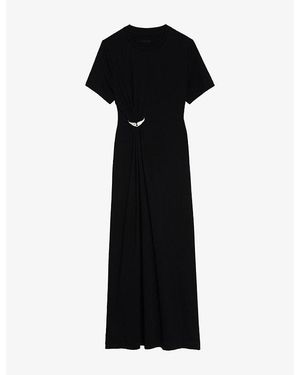Zadig & Voltaire Raja Short-Sleeved Cotton-Jersey Maxi Dress - Black