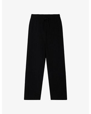 Sandro Straight-Leg Elasticated-Waist Knitted Jogging Bottoms - Black