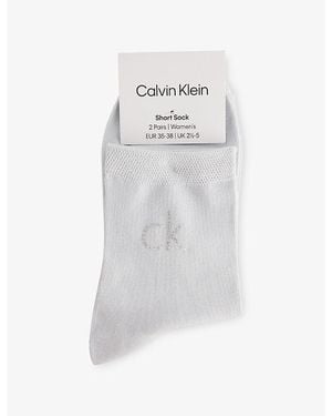Calvin Klein Branded Pack Of Two Woven Socks - White