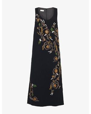 Dries Van Noten Droppyn Embellished Woven Midi Dress - Black