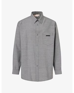 Marni Oversized Long-Sleeve Wool Shirt - Gray