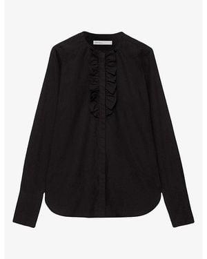 AllSaints Amara Ruffle-Trim Cotton-Blend Shirt - Black