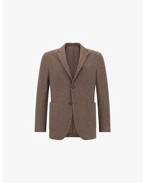 BOGGI Micro-Texture Cotton-Wool Blend Jersey Blazer - Brown
