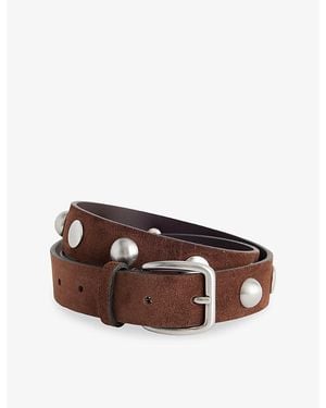 Nour Hammour Sor Stud-Embellished Suede Belt - Brown
