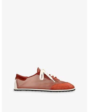 Dear Frances Lace-Up Panelled Suede And Mesh Trainers - Pink