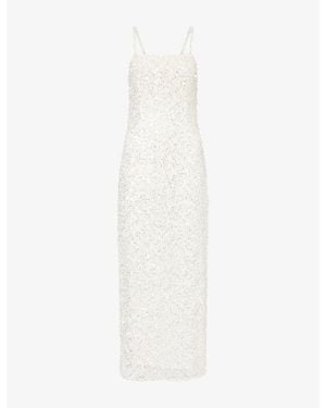 La Fuori Isolde Lace Beaded Maxi Dress - White