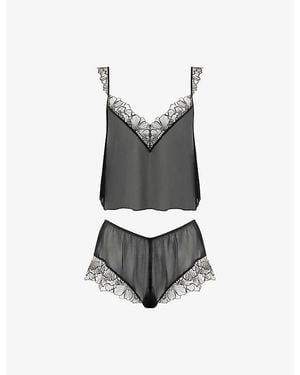 Bluebella Amarosa Sheer Chiffon Pyjama Set - Grey