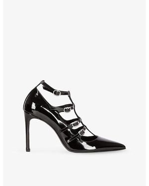 The Kooples Caged Patent-Leather Heeled Court Shoes - Black