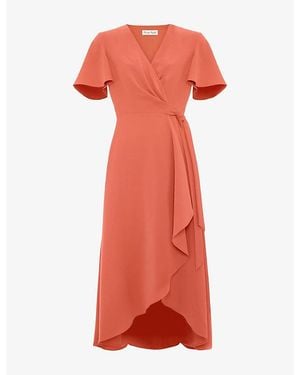 Phase Eight Julissa Wrap-Front Woven Midi Dress - Red
