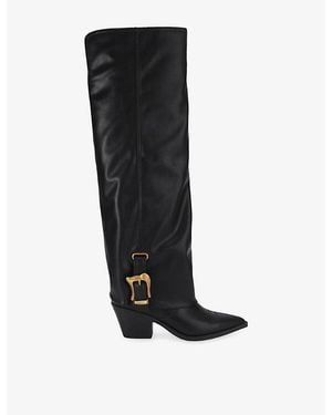 Steve Madden Sorcere Faux-Leather High Boots - Black