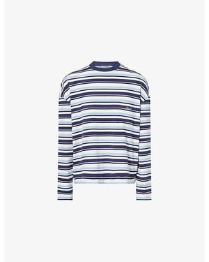 4th & Reckless Coral Striped Stretch-Cotton T-Shirt - Blue