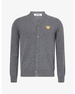 COMME DES GARÇONS PLAY Heart Motif-Logo Wool Cardigan - Grey