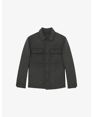 Reiss Net Chest-Pocket Wool-Blend Overshirt - Black