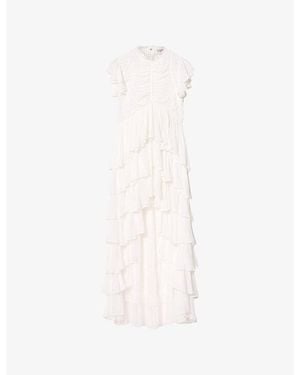 AllSaints Shaela Ruffled Woven Maxi Dress - White