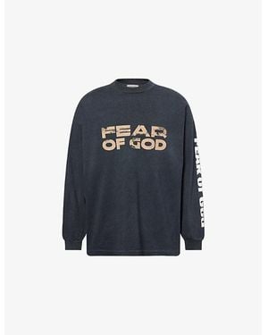 Fear Of God Relaxed-Fit Long-Sleeves Cotton-Jersey T-Shirt - Blue