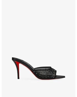 Christian Louboutin Miss Z Degrastrass Perla 80 Leather And Mesh Heeled Courts - Black