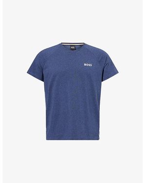 BOSS Rise Logo-Print Cotton-Jersey Blend Pajama Top - Blue