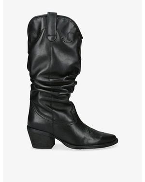 Steve Madden Stage Western Leather Boots - Black