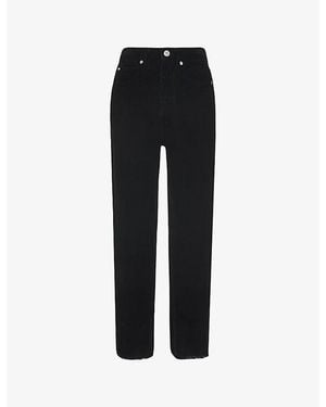 Whistles Corduroy-Textured Barrel-Leg High-Rise Jeans - Black