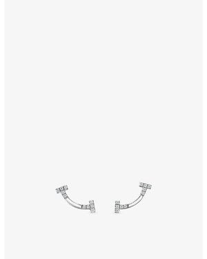 Tiffany & Co. Tiffany T Smile Mini 18Ct- And 0.07Ct Diamond Earrings - White