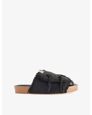 Visvim Christo Shaman Folk Leather Flat Sandals - Black