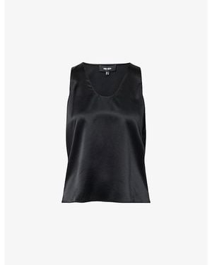 ME+EM Scoop-Neck Silk-Satin Tank Top - Black