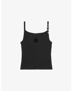 The Kooples Buckle-Embellished Slim-Fit Stretch-Jersey Vest - Black