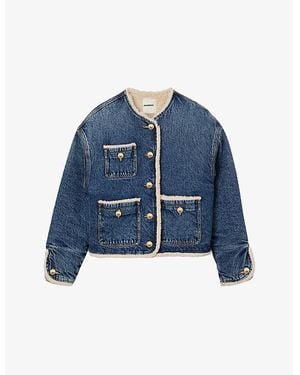 Sandro Patch-Pocket Relaxed-Fit Denim Jacket - Blue
