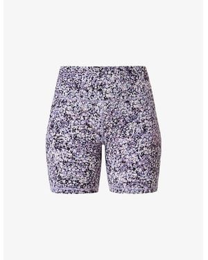 Sweaty Betty Power 6 Graphic-Print Stretch-Jersey Biker Shorts - Purple