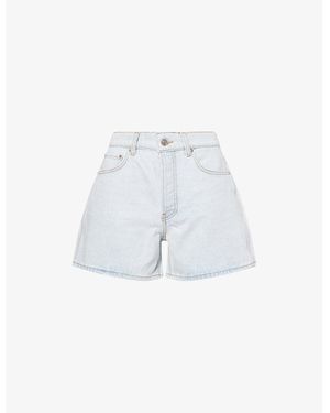 Anine Bing Dalton High-Rise Denim Shorts - White
