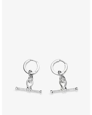 Missoma Ridge T-Bar Plated Brass Drop Huggies - White
