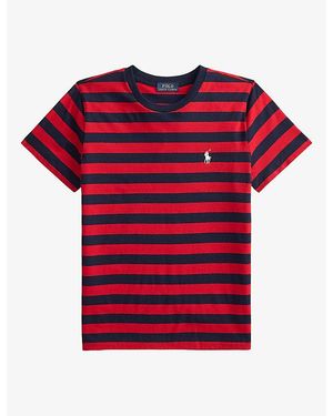 Polo Ralph Lauren Stripe-Print Cotton-Jersey T-Shirt - Red
