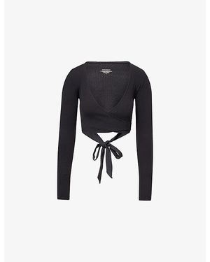 Cheap Monday Yosemite Wrap-Front Stretch-Woven Top - Black