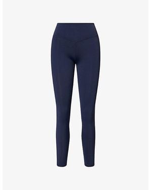 L.A-Space Connecticut Embroidered-Logo Stretch-Jersey Leggings - Blue