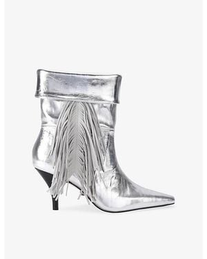 Kurt Geiger Piccadilly Slouch Heeled Leather Ankle Boots - Grey