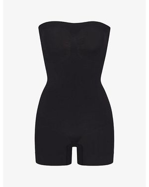Skims Sculpt Strapless Ruched Stretch-woven Body X - Black