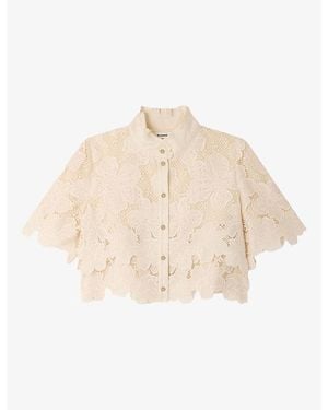 Sandro Floral Cropped Lace Shirt - Natural