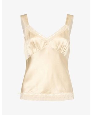 Reformation Salome V-Neck Silk Top - Natural