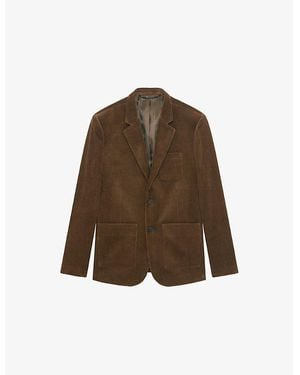 The Kooples Single-Breasted Notch-Lapel Cotton-Corduroy Blazer - Brown