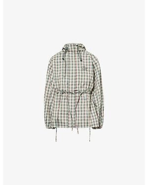 Damson Madder Liu Check-Pattern Woven Raincoat - White