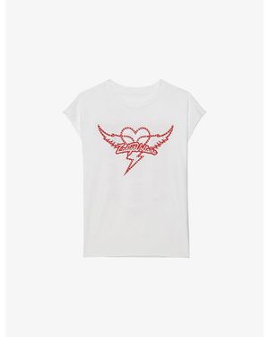 Zadig & Voltaire Cloe Rhinestone-Embellished Cotton Tank - White