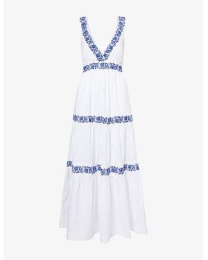 Heidi Klein Cannes Embroidered Cotton-Poplin Maxi Dress - White