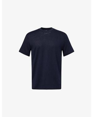 dunhill Crew-Neck Short-Sleeve Linen And Cotton-Blend T-Shirt - Blue