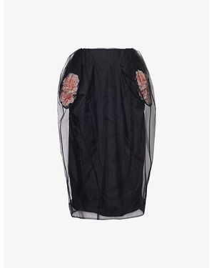 Simone Rocha Carnation Flower-Embellishment Woven Midi Skirt - Blue