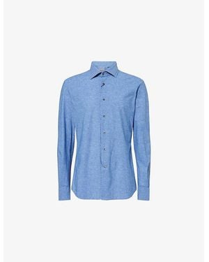 Corneliani Long-Sleeve Regular-Fit Chambray Shirt - Blue