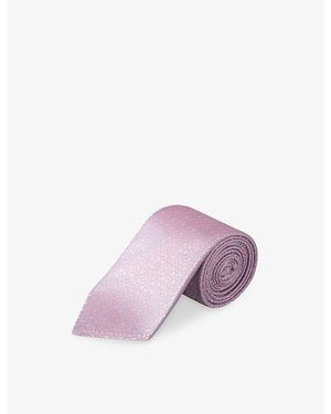 Eton Geometric-Pattern Silk Tie - Purple
