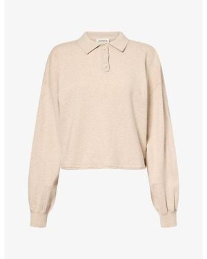 ADANOLA Roll-Edge Knit Polo Shirt - Natural