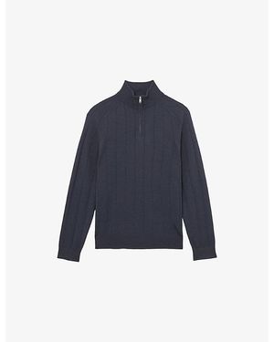 Reiss Findlay Funnel-Neck Wool Jumper - Blue